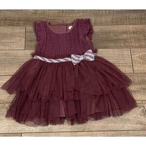 Matilda Jane Soiree Dress Once Upon A Time Sweater Tulle Plum Size 18-24 Months